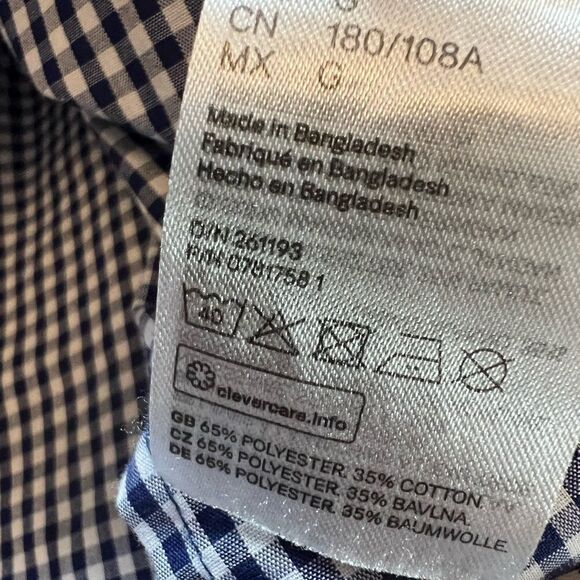 MENS H&M Blue & White Check Button Up Collared Dress Shirt L - Picture 8 of 8